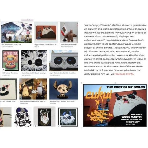 PANDA KING Original Painting & Sketch by Aaron WOES MARTIN a.k.a ANGRY WOEBOTS - Picture 12 of 12